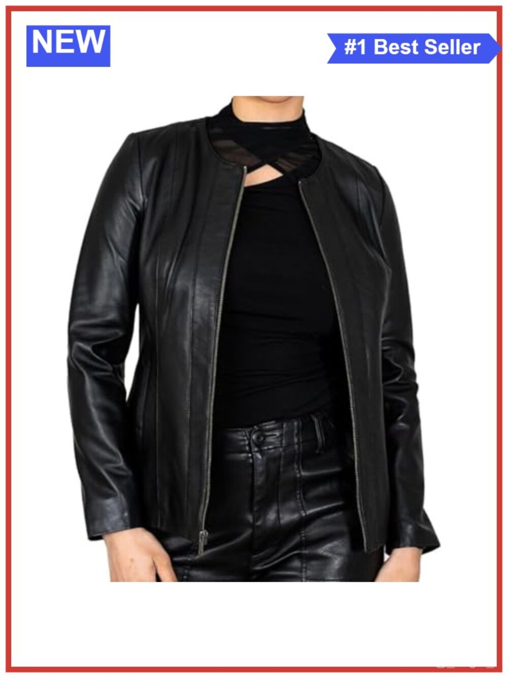 Genuine Lamb Nappa Leather Jacket Women's Moto Biker Zip Front Coat